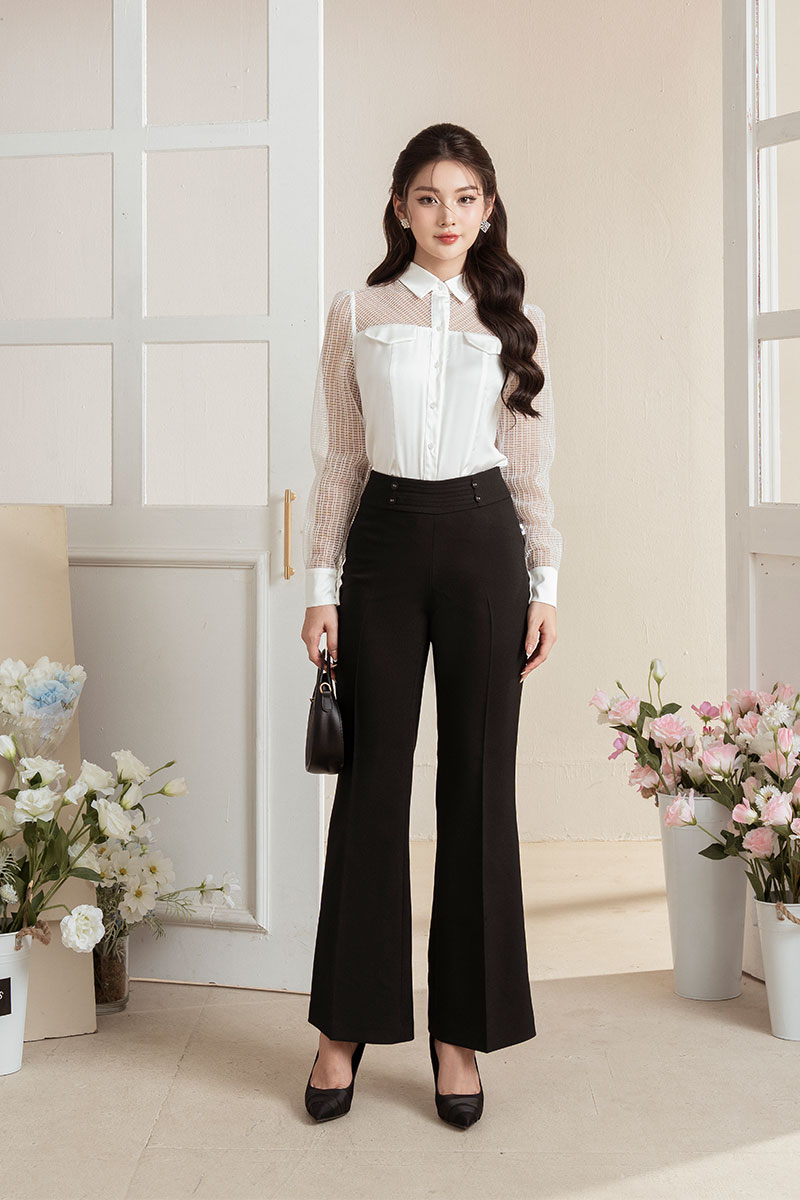 quần ông loe phối với áo gì