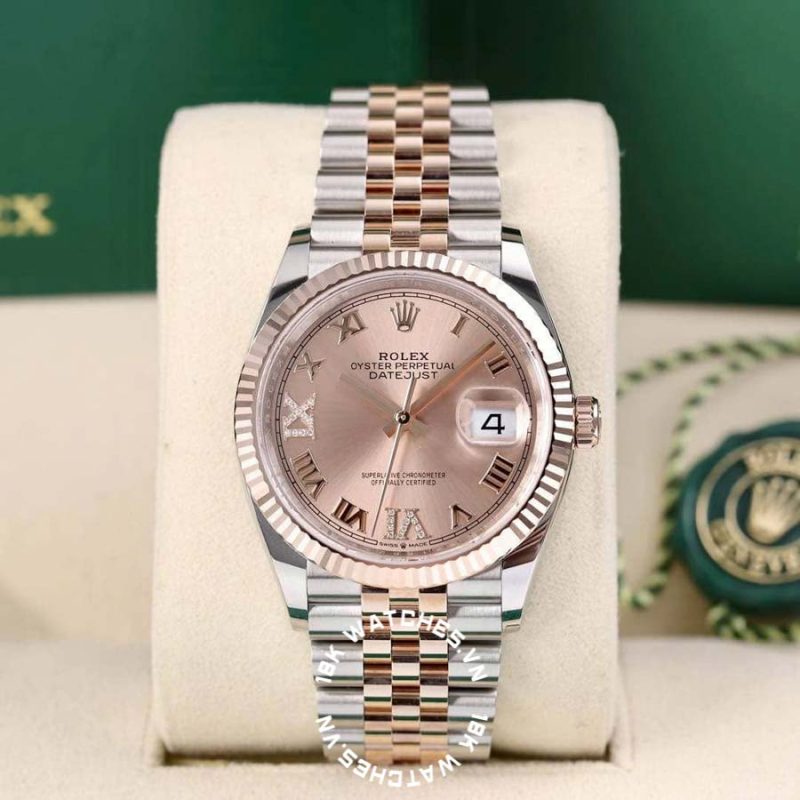 Đồng hồ Rolex Datejust 36mm Demi vàng hồng M126231-0027 mặt cá hồi