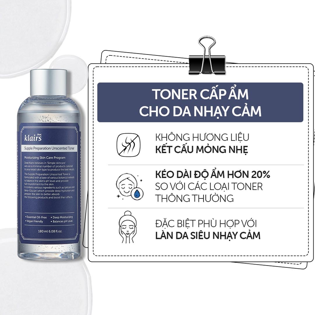 Nước Hoa Hồng Klairs Không Mùi Cho Da Nhạy Cảm