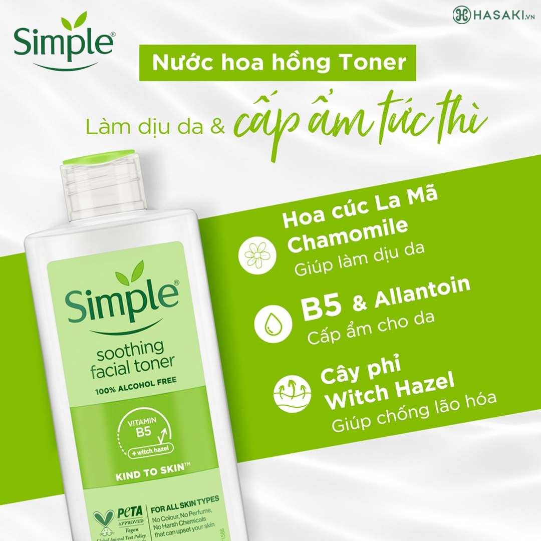 Nước Hoa Hồng Simple Làm Dịu Da & Cấp Ẩm