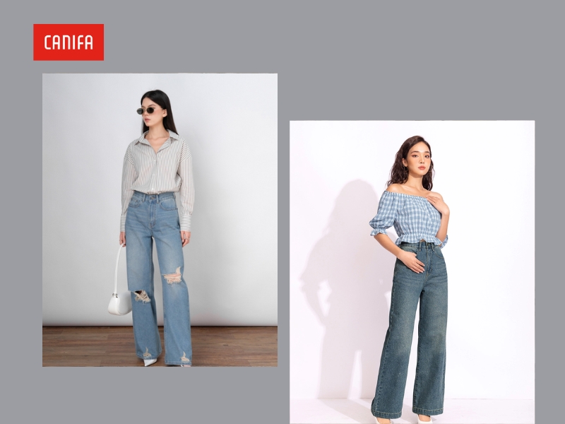 phối đồ tết nữ với áo sơ mi quần jean