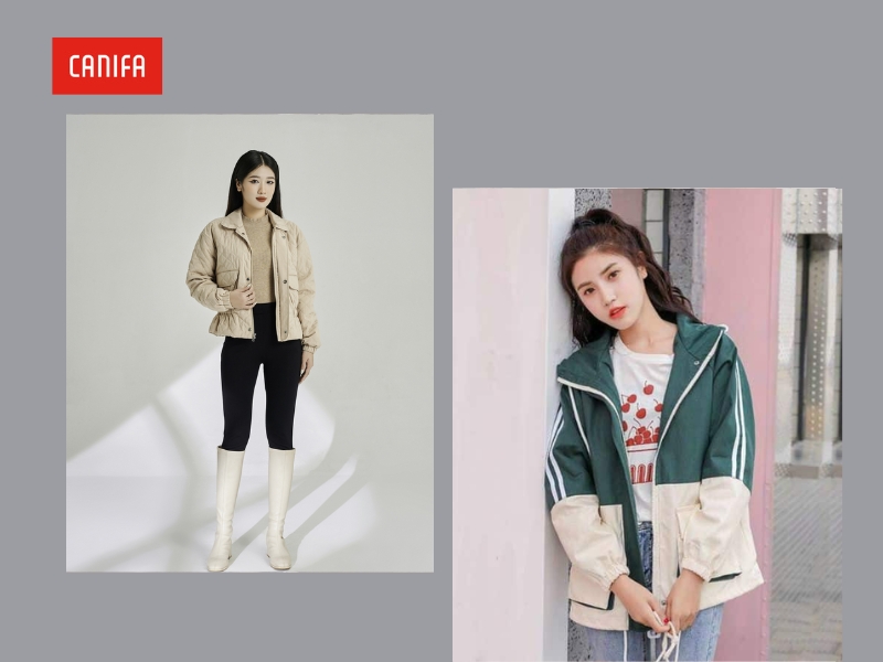 outfit mặc tết áo jacket và chân váy midi