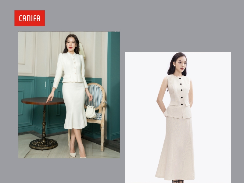 phối đồ mặc tết với chân váy đuôi cá