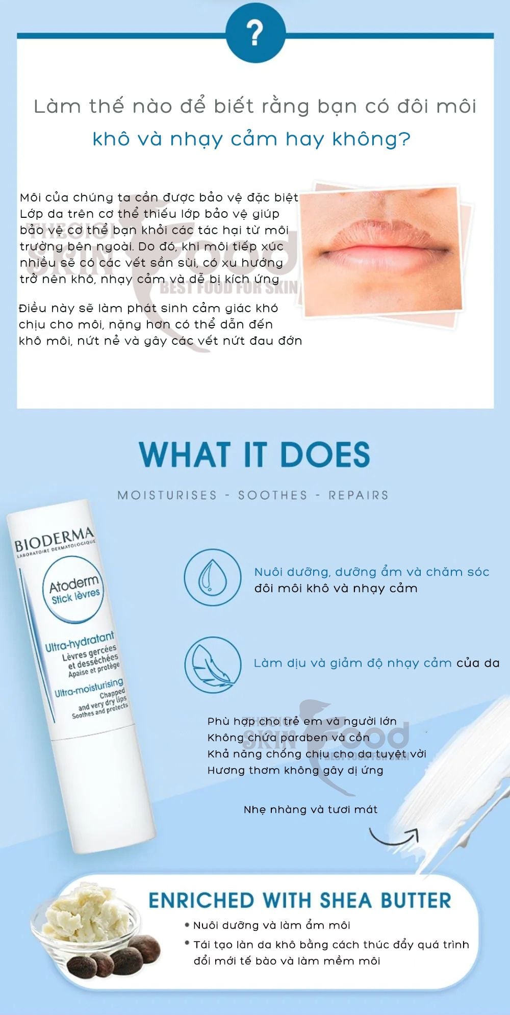 Son Dưỡng Bioderma Làm Dịu Môi Khô, Nứt Nẻ Atoderm Stick Levres 4g
