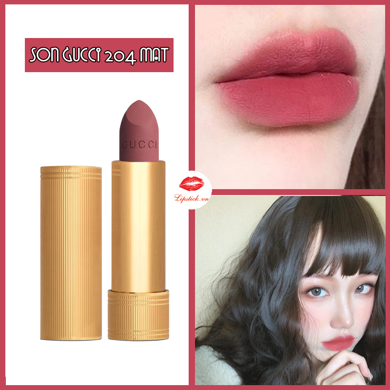 Son Gucci Màu 204 Peggy Taupe Matte Cánh Hồng Khô Ảo Diệu