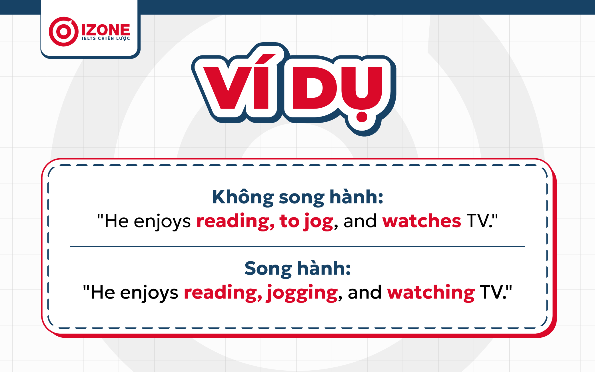 Ví dụ để bạn có thể phân biệt cấu trúc song hành vs cấu trúc không song hành