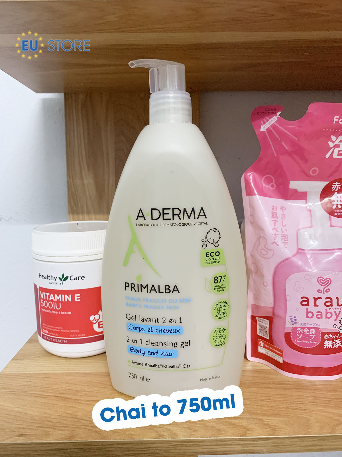 Sữa tắm gội cho bé từ sơ sinh Aderma kid 750ml