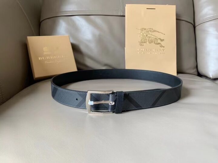Thắt lưng Burberry siêu cấp dây caro đen khóa kim TLB08