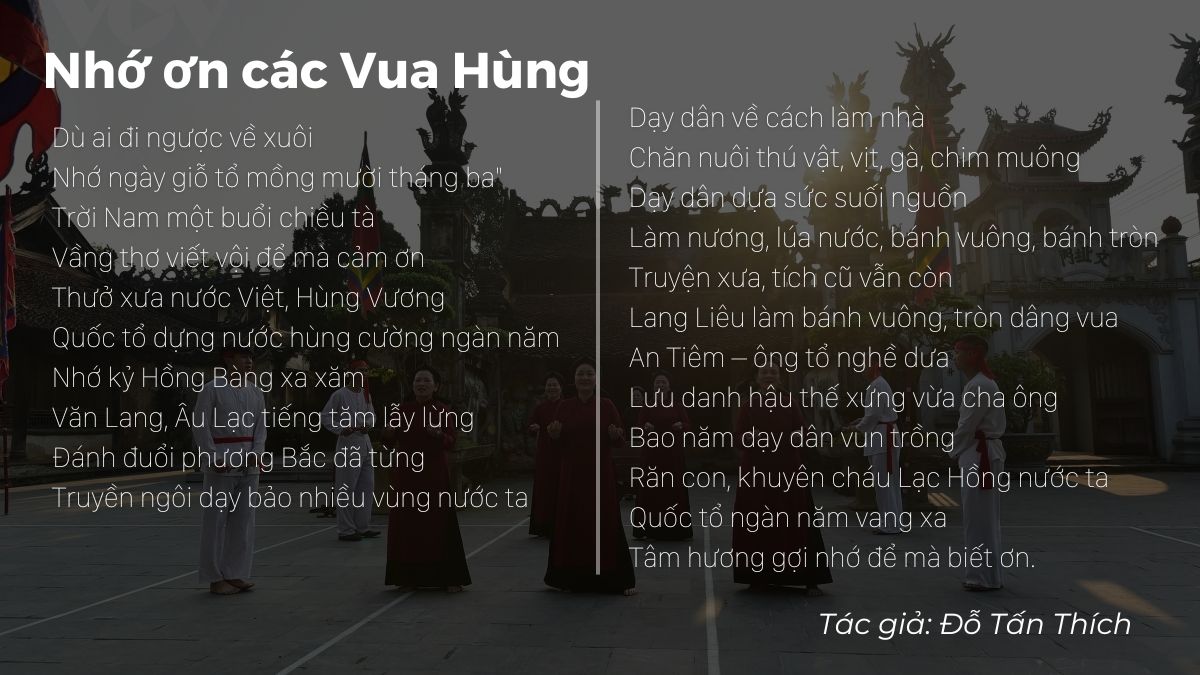 Bài thơ Nhớ ơn các Vua Hùng
