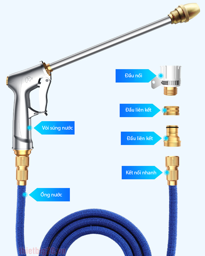 Lắp đặt bộ dây xịt co giãn, tăng áp vệ sinh gia đình, rửa xe, tưới cây GRX04