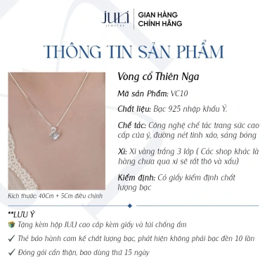Vòng cổ Thiên Nga bạc Ý nguyên chất - phong cách Châu Âu VC10 JULI, giá 387.000₫