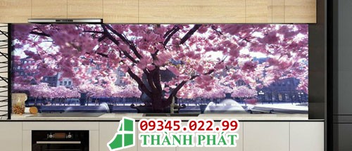 Kính ốp bếp hình bông hoa đẹp