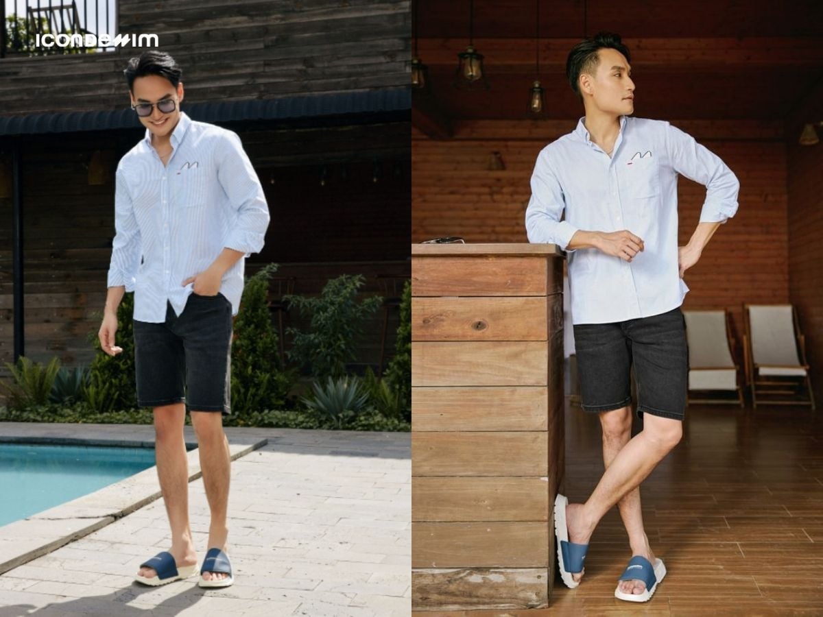 Phối quần jean và áo sơ mi mỏng