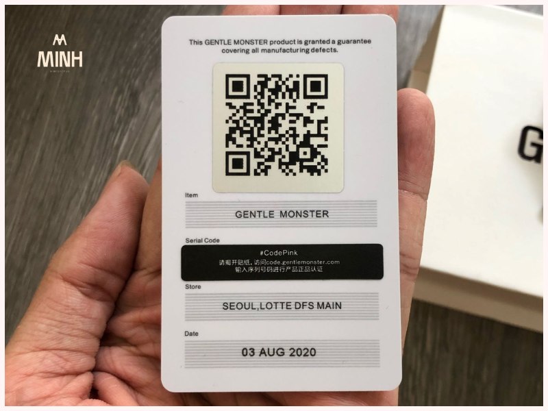 Thẻ Pink Card của kính Gentle Monster chính hãng