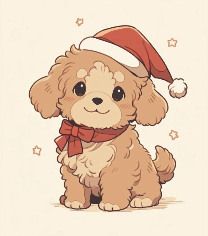 Chibi con chó đội mũ noel
