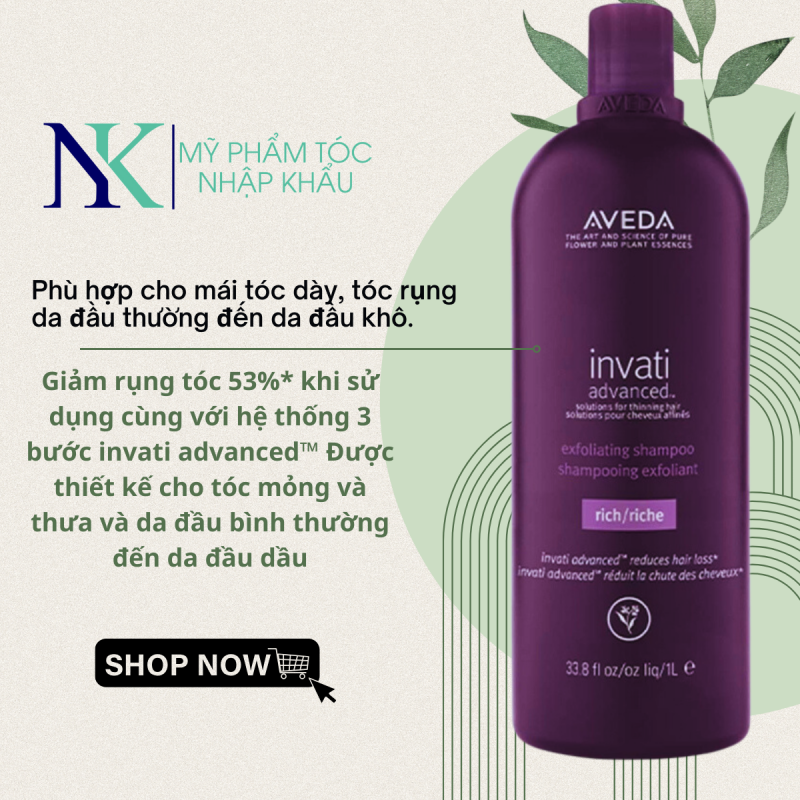 Dầu gội Aveda làm sạch sâu da đầu Invati Advanced Exfoliating Rich 1000ml