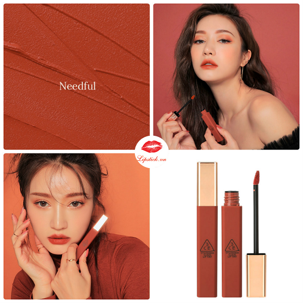 Son Kem 3CE Needful – Cloud Lip Tint Màu Đỏ Gạch