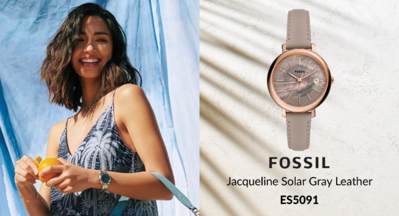 FOSSIL ES5091 được trang bị dây da màu xám tinh tế