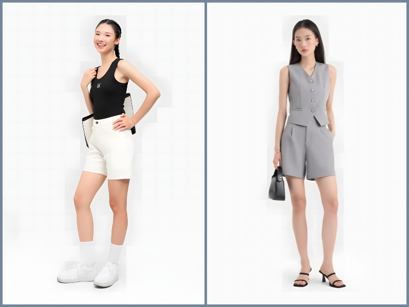quần short nữ mang giày gì