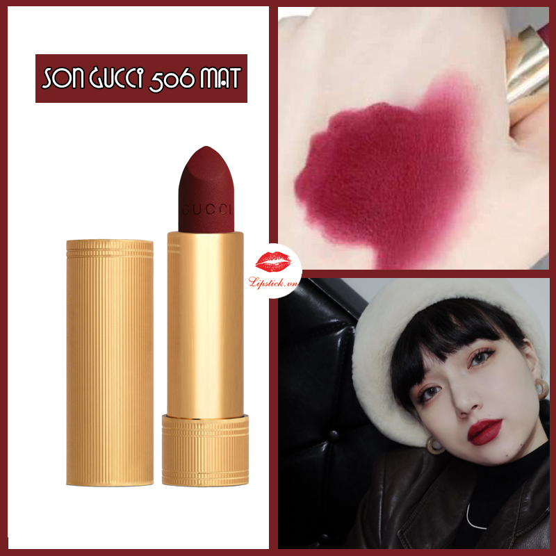 Son Gucci Màu 506 Louisa Red Matte Đỏ Cherry Sành Điệu