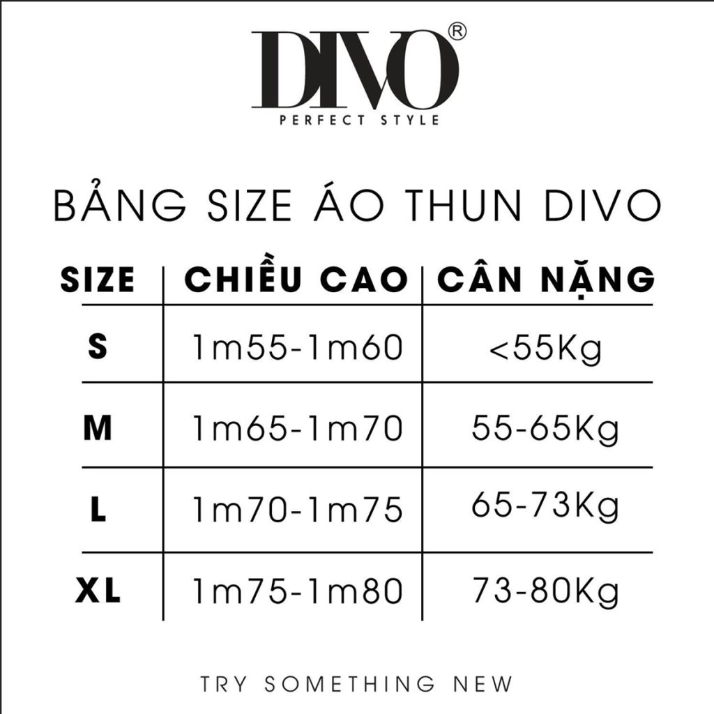 Bảng size áo thun DIVO