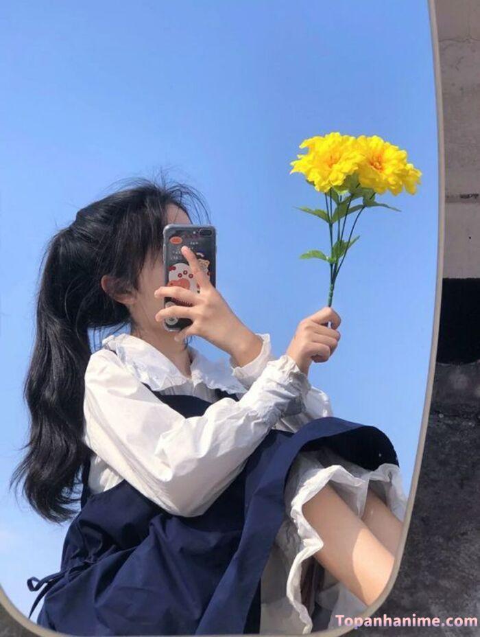 ảnh gái xinh che mặt bằng điện thoại cute xinh