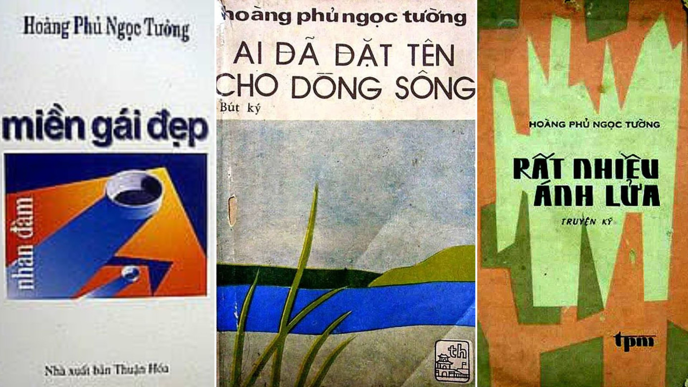 Nhà thơ Nguyễn Trọng Tạo, nhà văn Hoàng Phủ Ngọc Tường, nhà thơ Lâm Thị Mỹ Dạ, nhà báo Nguyễn Ngọc Cương, và nhà thơ Nguyễn Văn Hùng (phải qua trái).