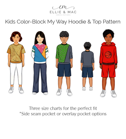 Kids Color-Block My Way Hoodie & Top Sewing Pattern