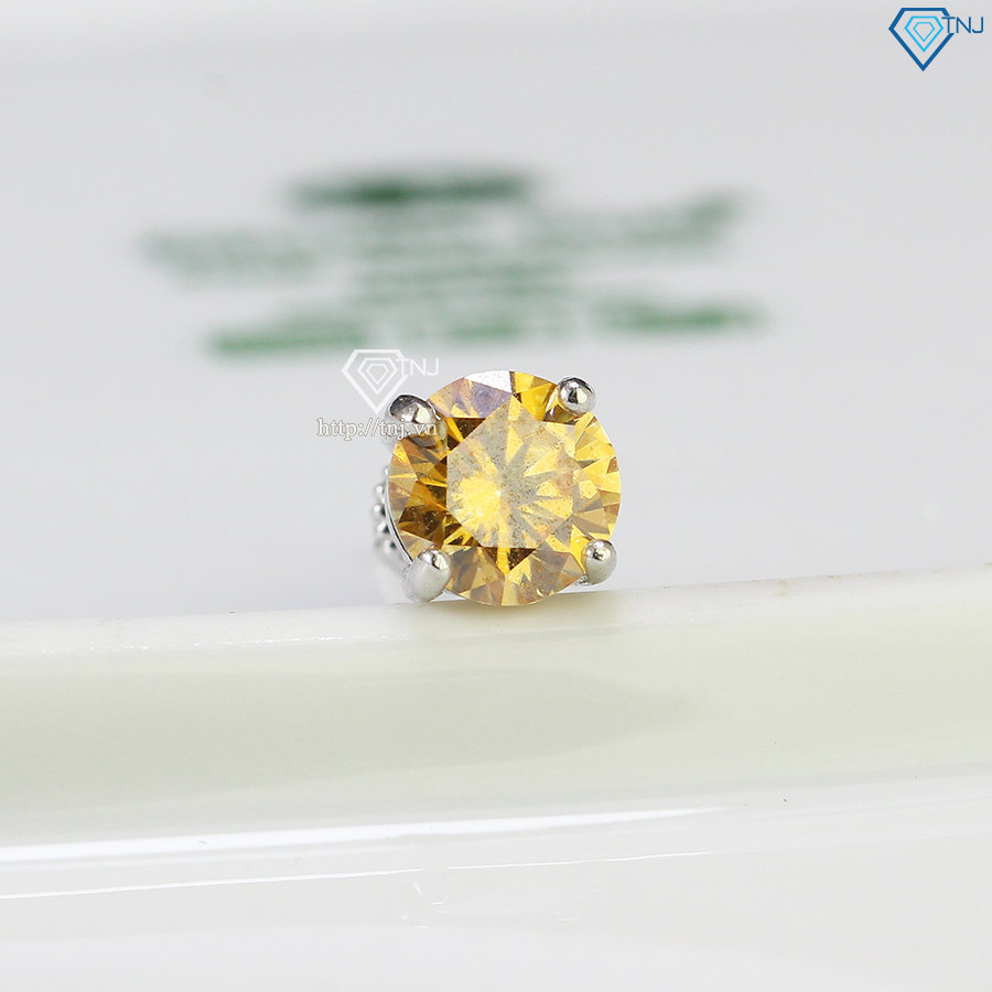 Bông tai nam đính kim cương Moissanite vàng 6mm BTAM0006