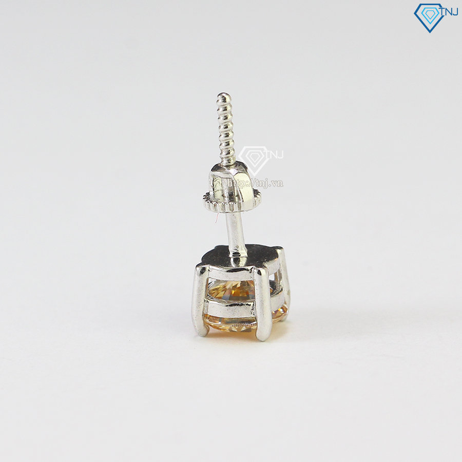 Bông tai nam đính kim cương Moissanite vàng 6mm BTAM0006