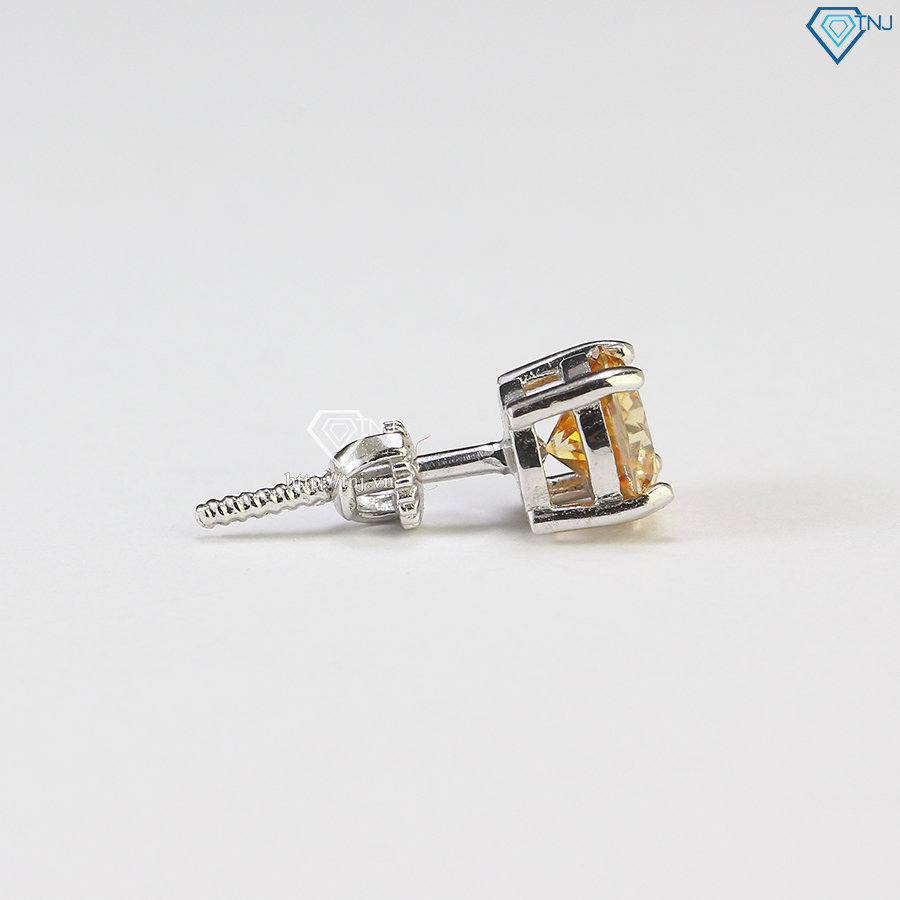 Bông tai nam đính kim cương Moissanite vàng 6mm BTAM0006