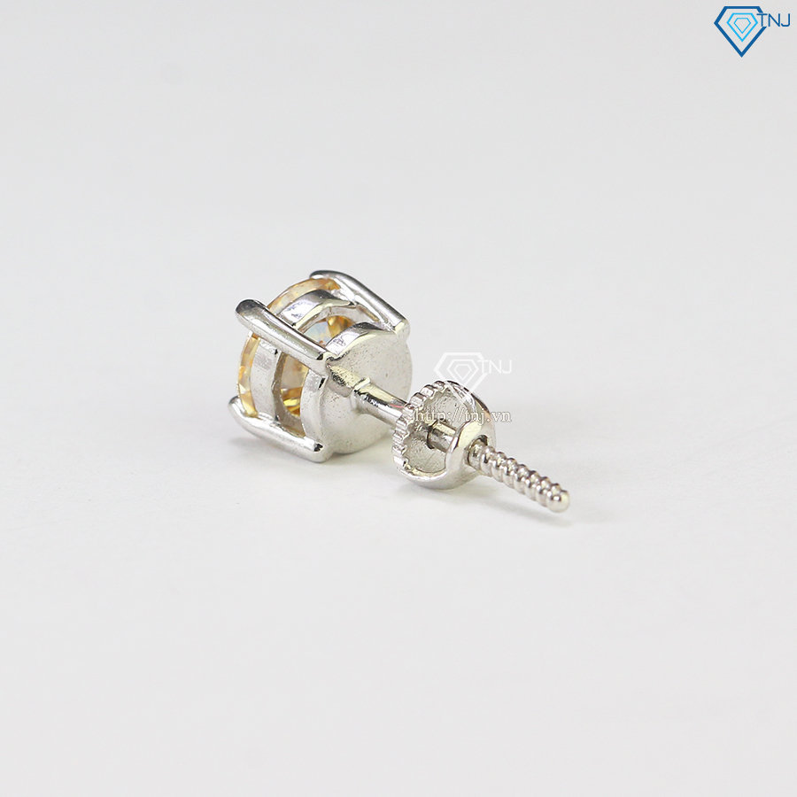 Bông tai nam đính kim cương Moissanite vàng 6mm BTAM0006