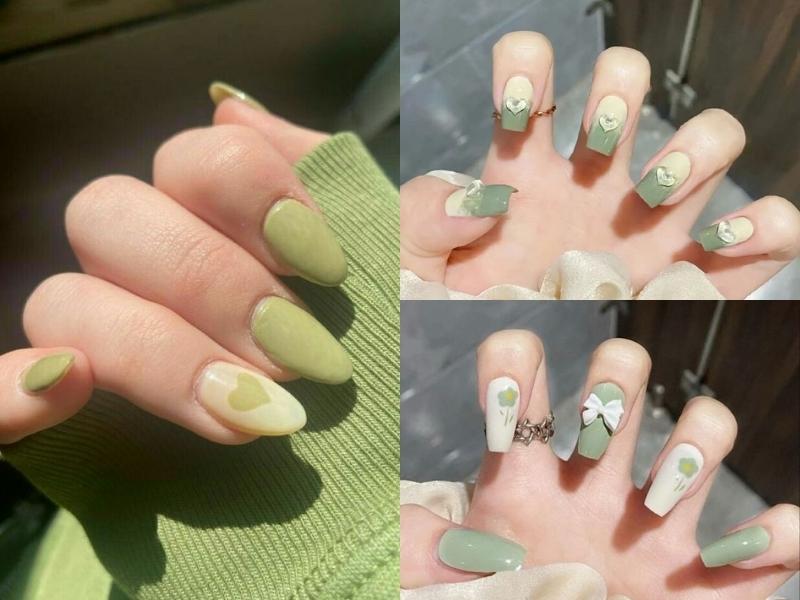 Những mẫu nail xanh lá