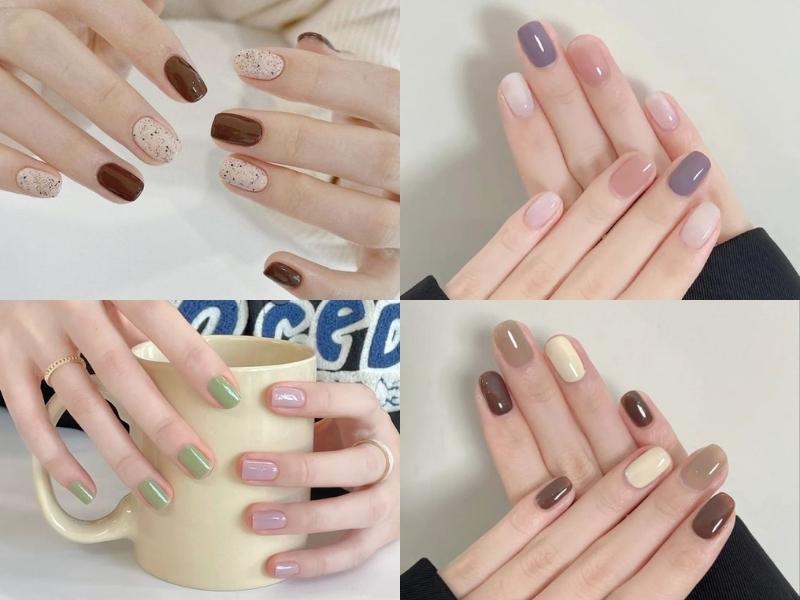 nail vuông nhiều màu pastel