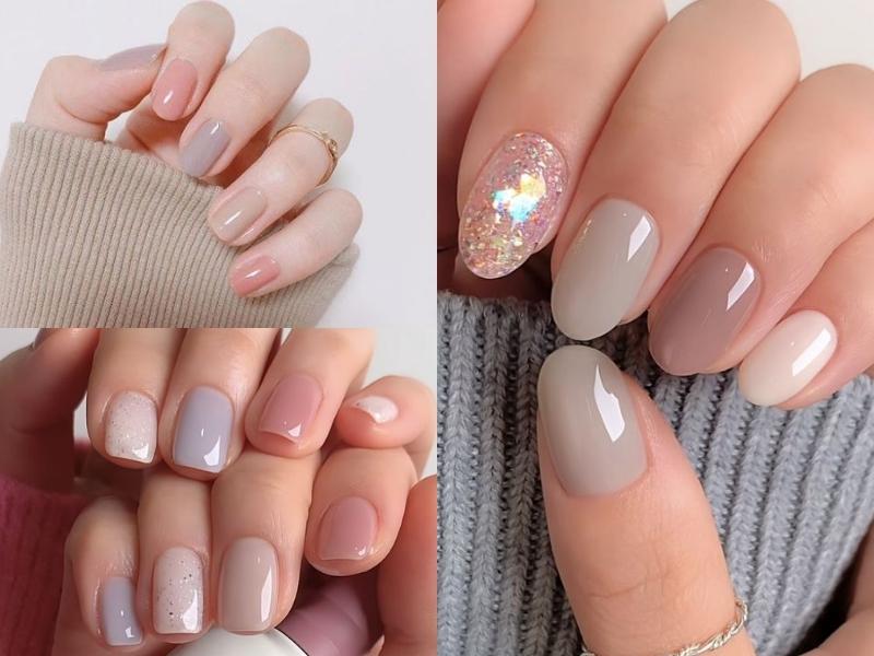 Nail màu nude pastel đơn giản