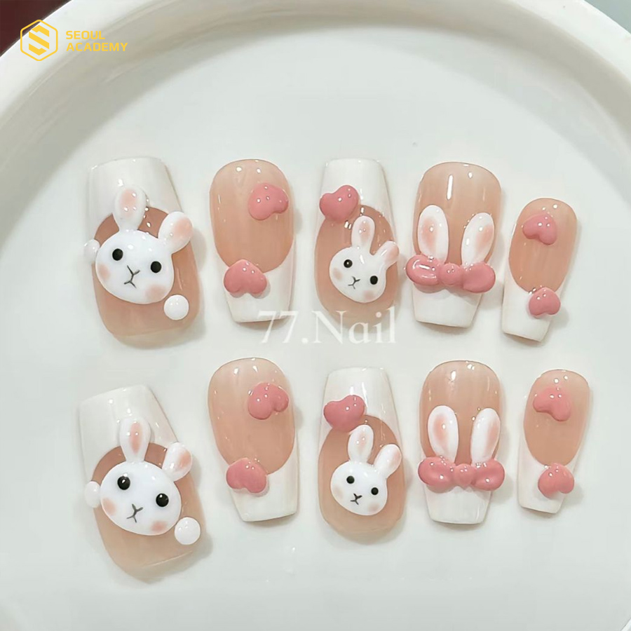 Nail kẹo ngọt kết hợp cùng màu hồng rất xinh
