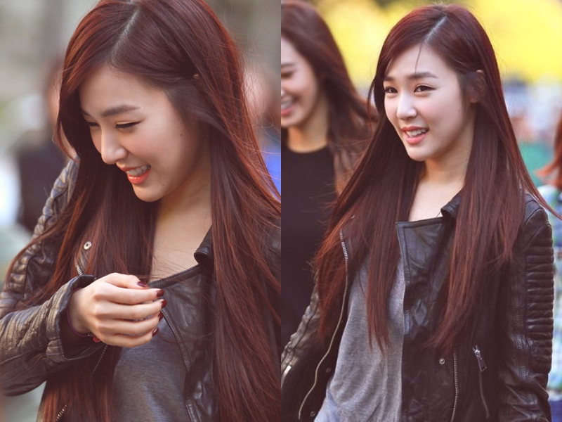 Tiffany nhuộm tóc nâu hạt dẻ ánh đỏ