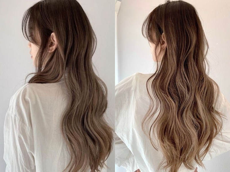 Nhuộm ombre từ nâu đậm sang nâu hạt dẻ