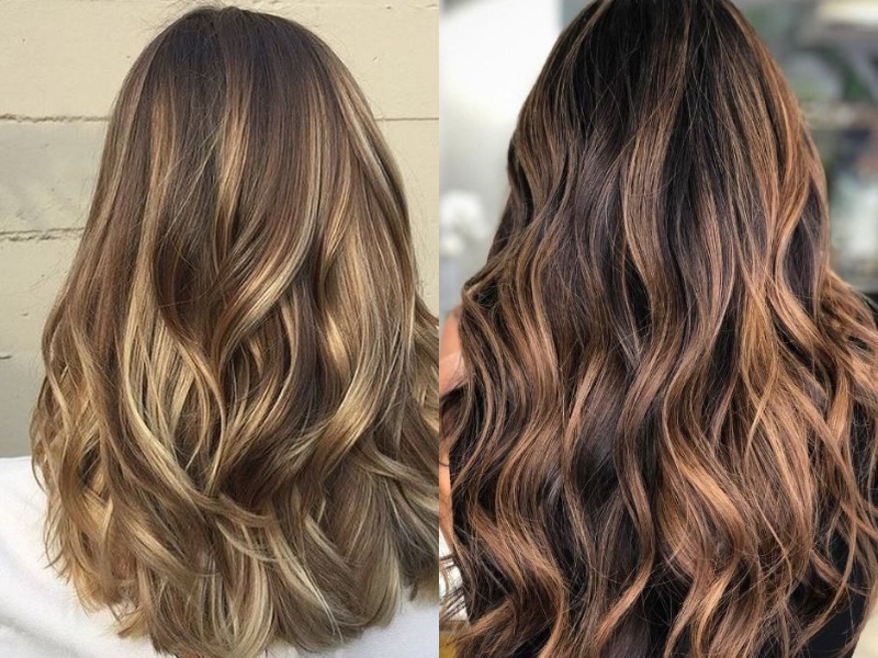 Tóc balayage nâu hạt dẻ