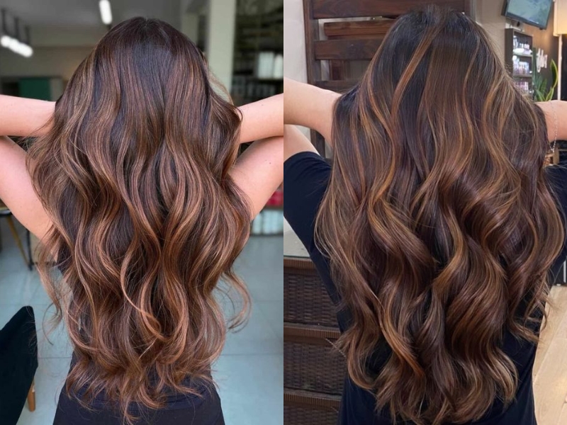 Tóc nhuộm balayage nâu hạt dẻ