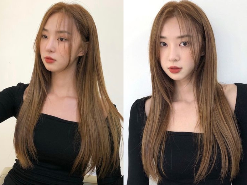 Tóc nâu hạt dẻ phai sang màu nâu vàng hoặc vàng