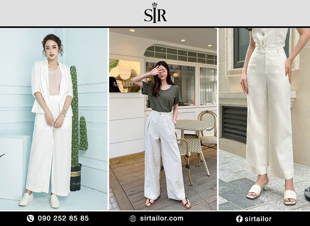 mix đồ đi đám cưới với quần linen ống rộng
