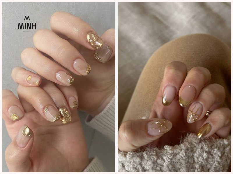 Nail tráng gương màu vàng đồng