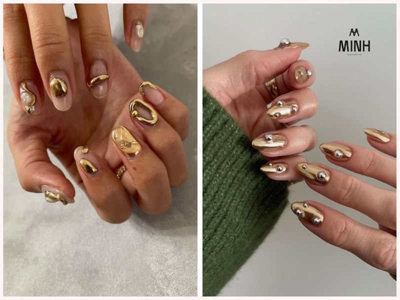 Mẫu nail tráng gương cầu vồng