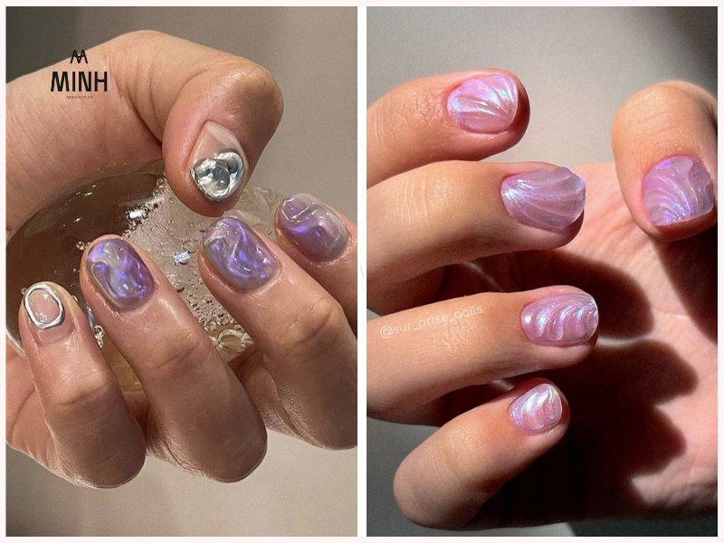 Mẫu nail tráng gương nhiều màu sắc