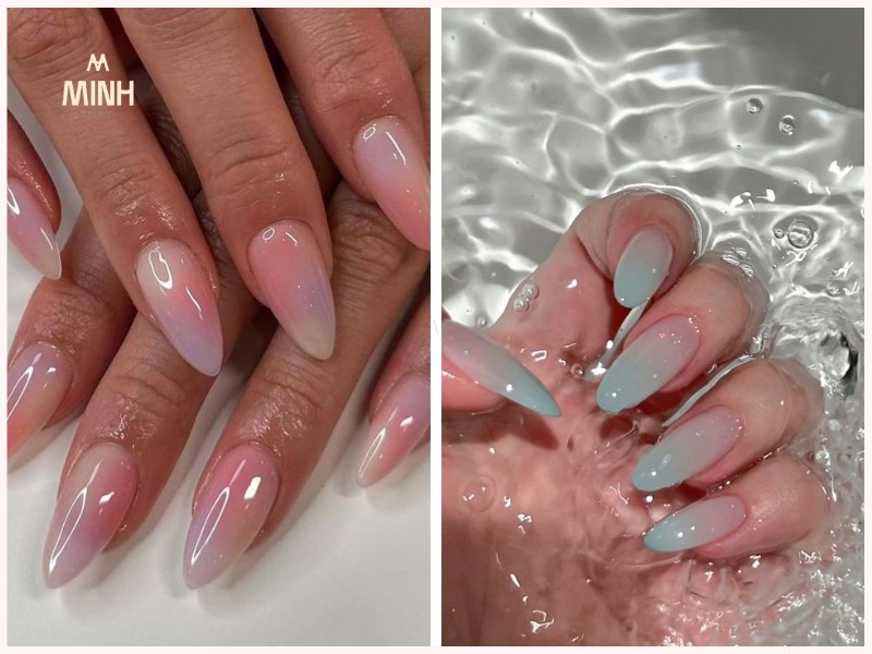 Mẫu nail tráng gương ánh hồng