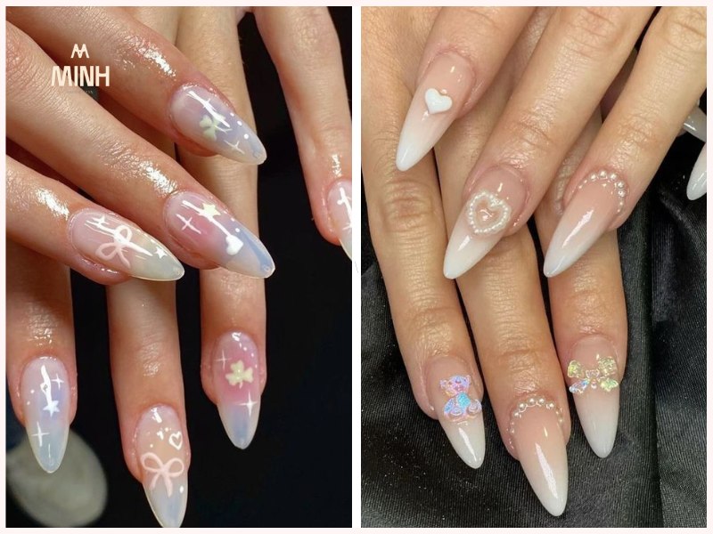 Mẫu nail tráng gương ánh hồng