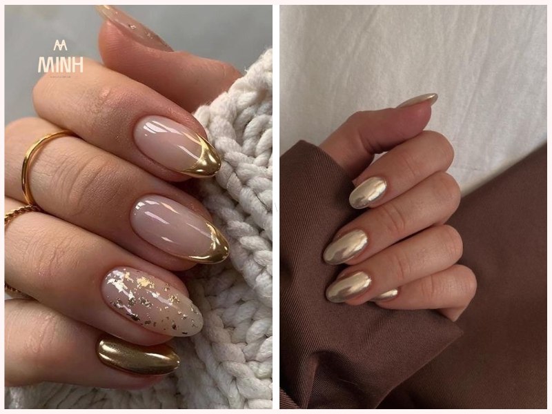 Nail tráng gương màu vàng đồng
