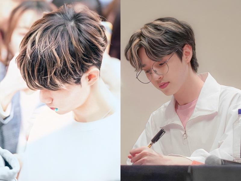 Nhuộm tóc nam màu nâu trà sữa highlight nâu sáng