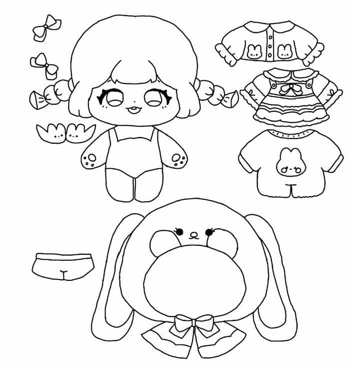 paper doll búp bê giấy tô màu cute